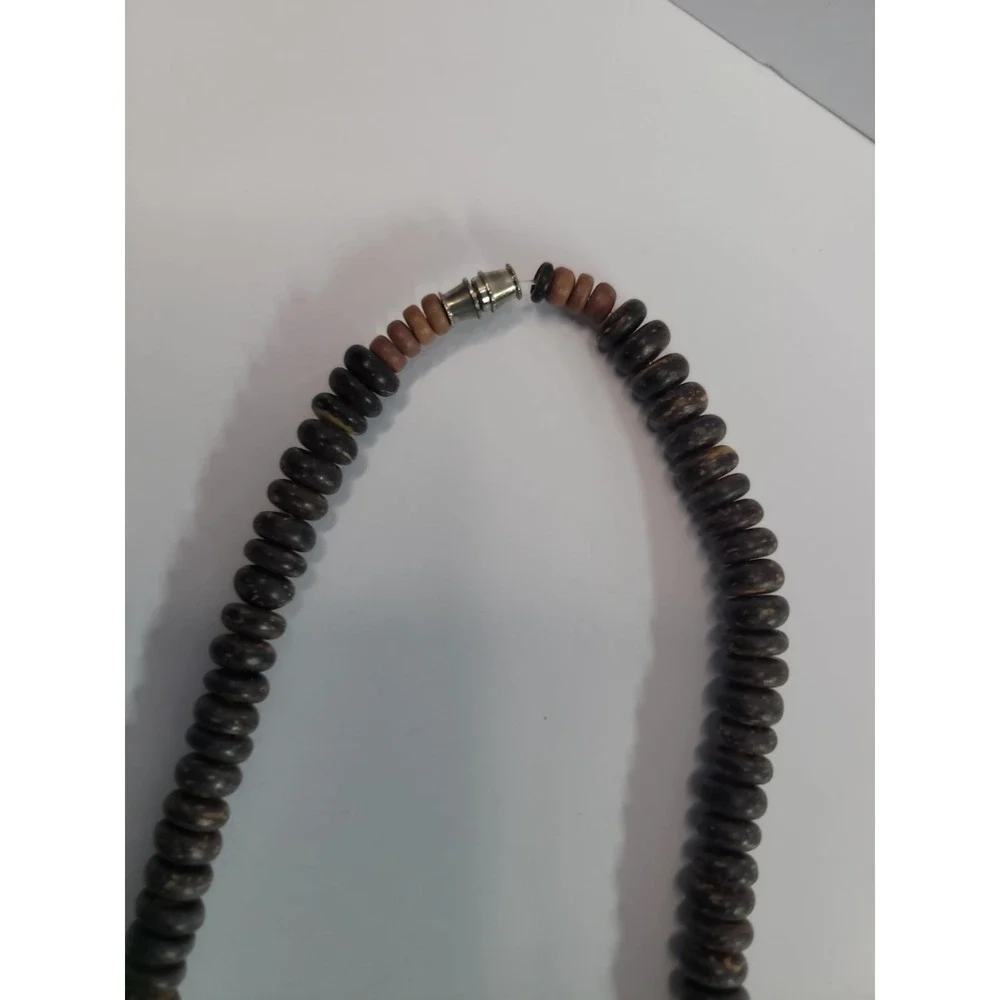 Earth Tone Chunky Statement Necklace Brown Orange Gray Beaded Boho Artisan Style